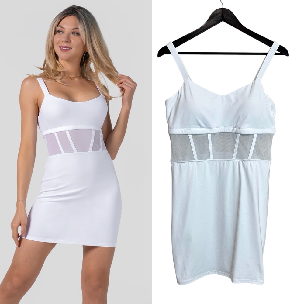 NWT Halara Softlyzero Contrast Mesh Corset Style Bodycon Dress
